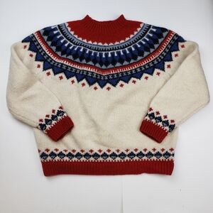 Eddie Bauer Red and Blue Patterned Sweater